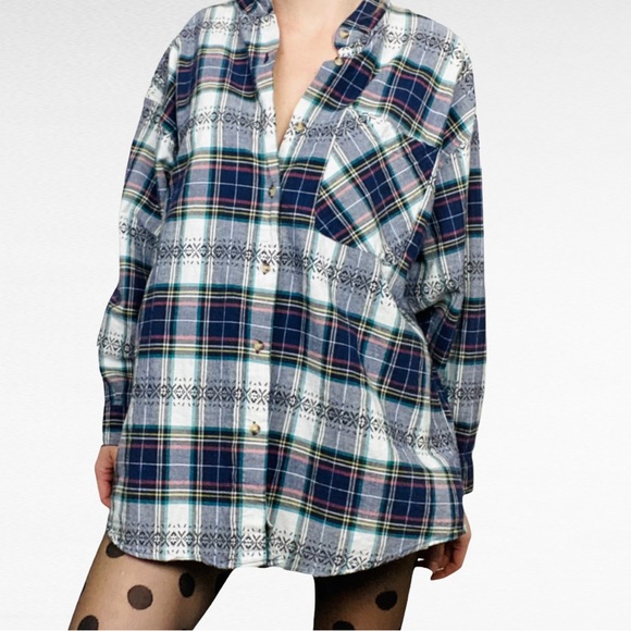 VINTAGE | 1980’s Gitano Plaid Embroidered Preppy Plus Size Button Down Shirt - Picture 13 of 14